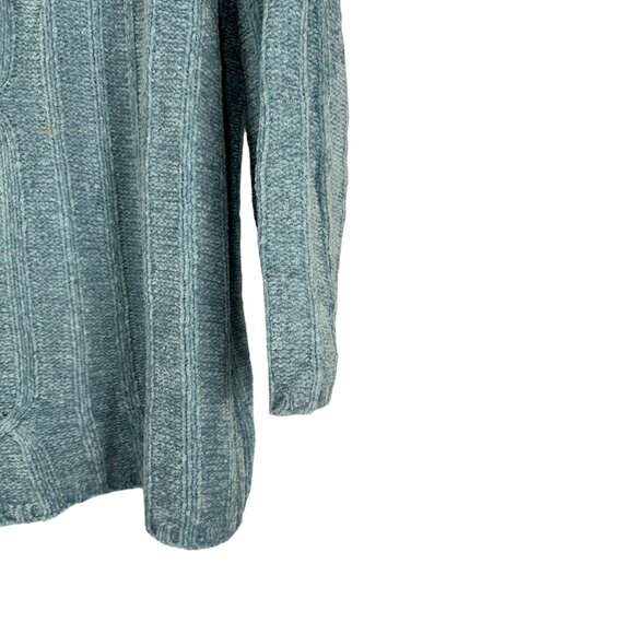 Erika Womens Cable Knit Mock Neck Sweater Size 1X Long Sleeve Soft Blue Pullover - Picture 7 of 9
